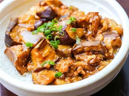 Sri Lankan Fried Eggplant Curry, w Rice