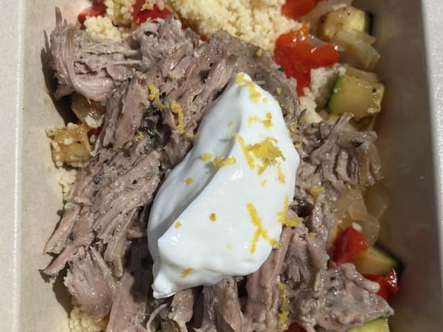Slow cooked Greek Lamb and couscous 640 Cals