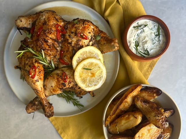 Butterflied Greek Chicken with Tzatziki