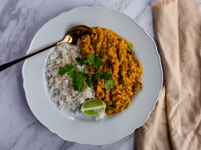 Eggplant Lentil Curry with Rice (VG/GF) (FROZEN)